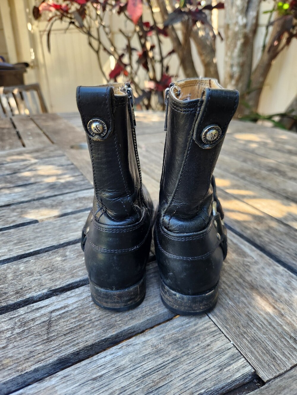 Women's Frye Black Leather Ankle Boots 5.5B - Picture 4 of 10